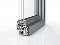 Kunststoff-Aluminium-Fenster Profil PaXabsolut Neotherm Alublend 83 flächenversetzt mit 3-fach Verglasung